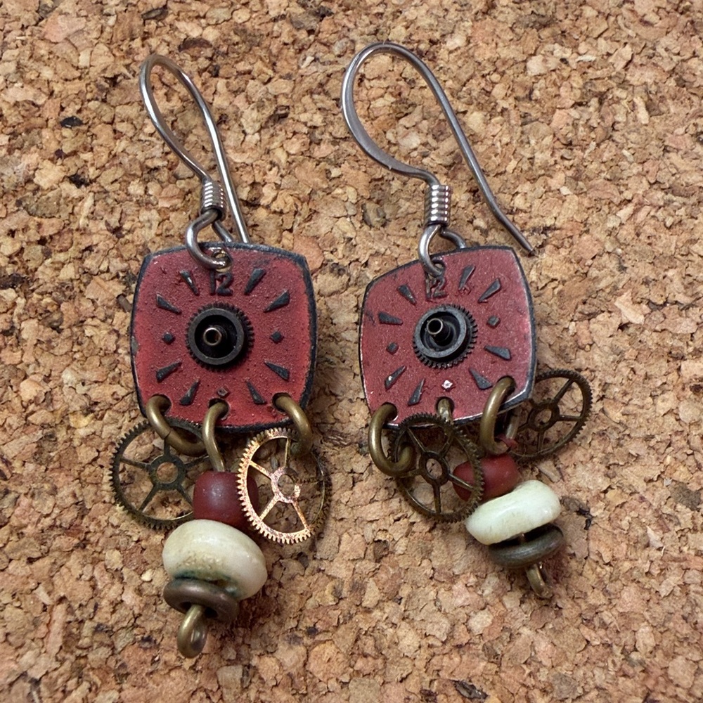 Artisan Red and Gold Earrings